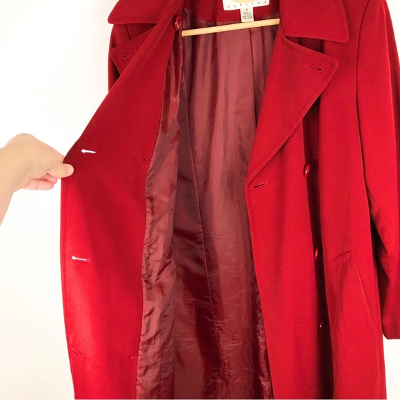 Talbots Petites Long Red Peacoat Formal Dress Jacket - Picture 3 of 14